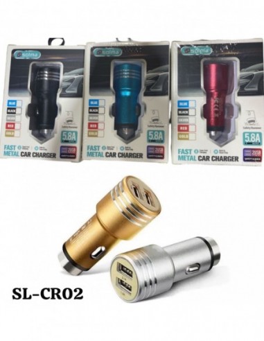 Cargador    Para   Celular    12 V    2 Salidas -   12 V P/auto Sl-cr02